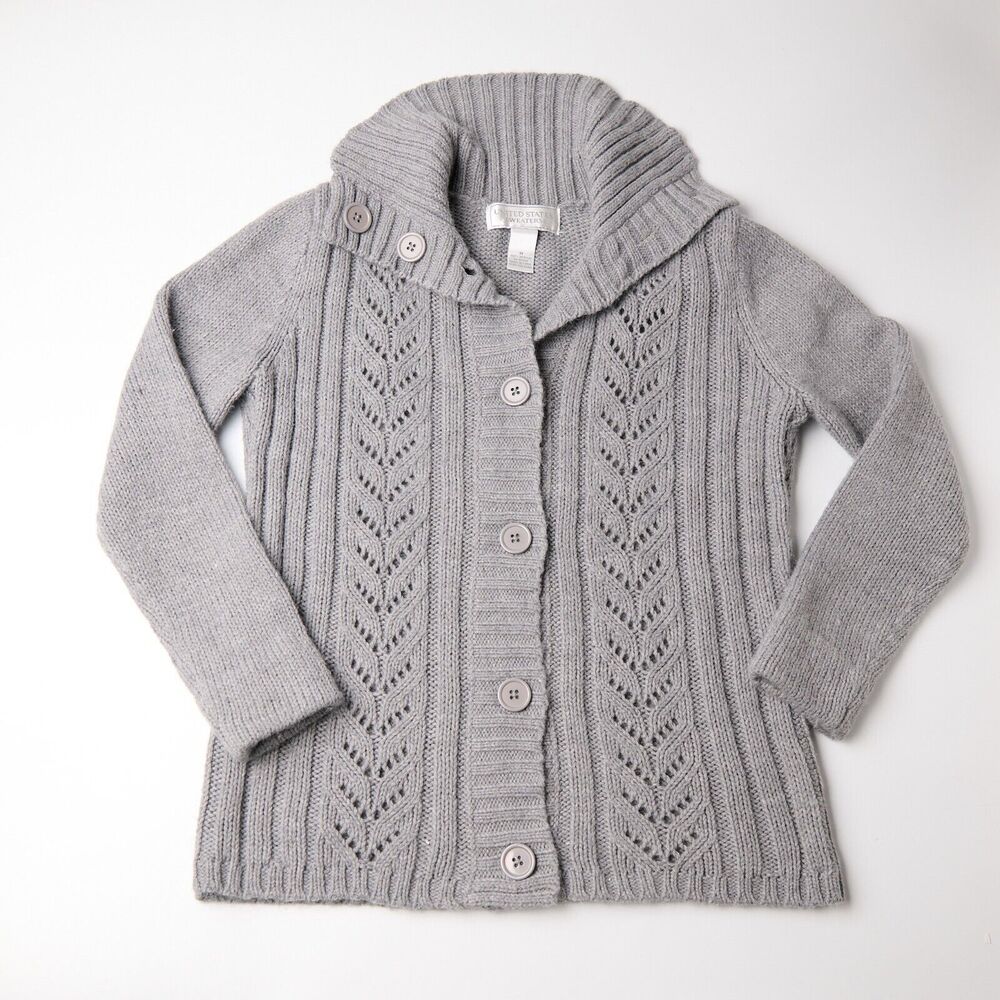 United States Cardigan Womens M Cable Knit Cottagecore light academia preppy